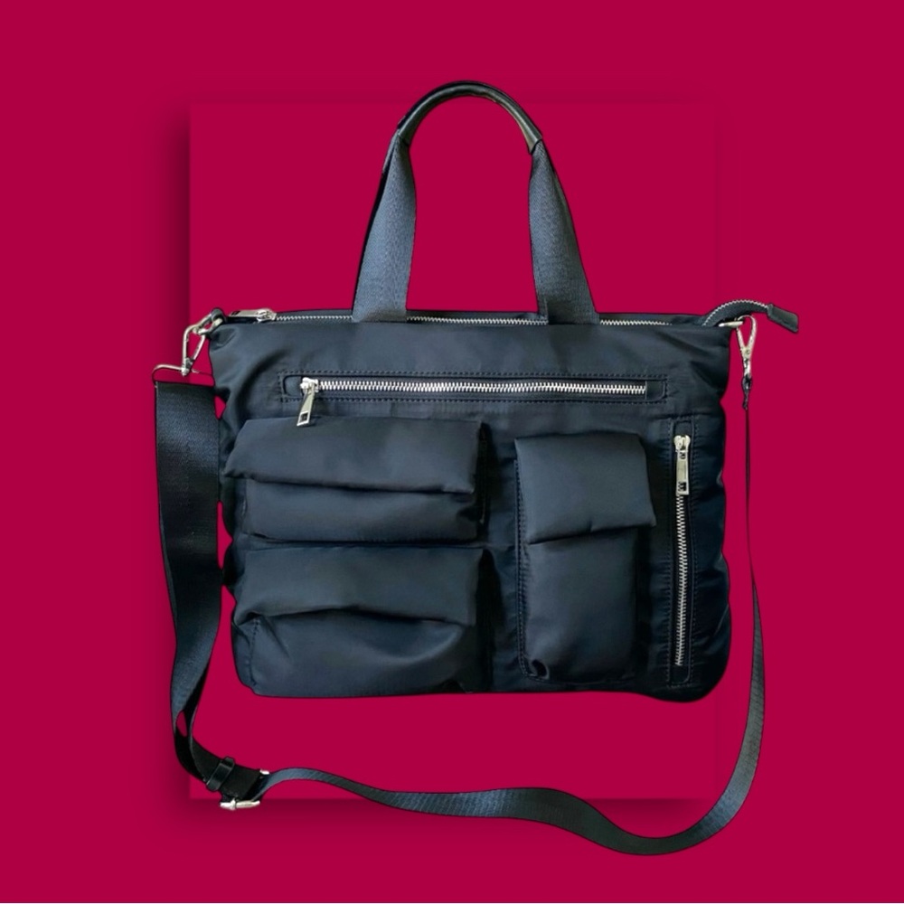 Urban Expressions Crossbody Aria Black Nylon Puffer Messenger Bag